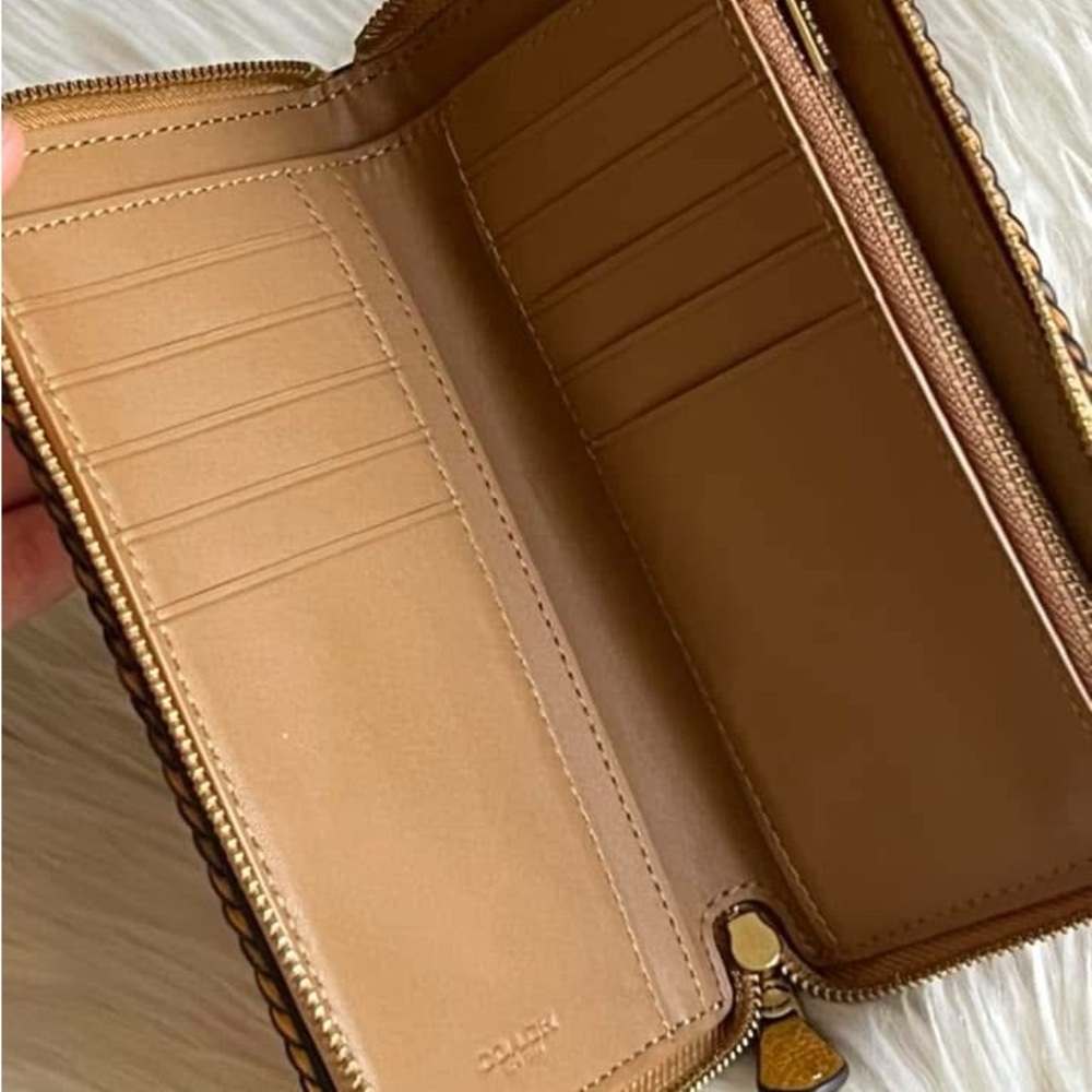 💰SOLD - CJ875 - Coach Zip Around Wallet with Braid - Picture 7 of 12